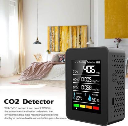 Detecteur de Fumée Connecté Moniteur Qualité Détecteur CO2 5 en 1, Sicomne Détecteur de CO2 Alarme Incendie Co2 Detecteur Gaz Alarme Connectée Moniteur de Dioxyde de Carbone CO2 Monitor Sicomne1 Gray