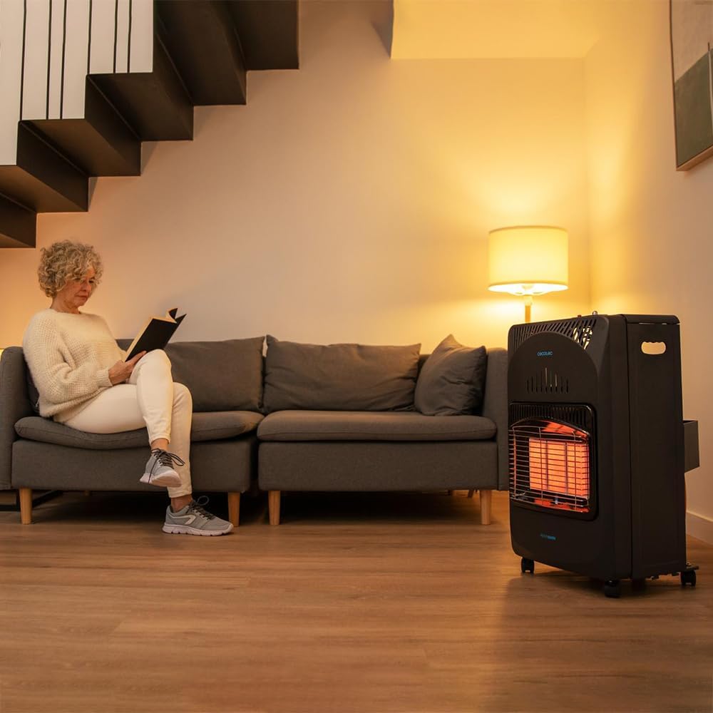 Cecotec Ready Warm 4200 Slim Fold Butane Gas Heater 4200W, 3 Power Levels, Triple Safety System, Gas Cylinders up to 15 kg, 4 Wheels