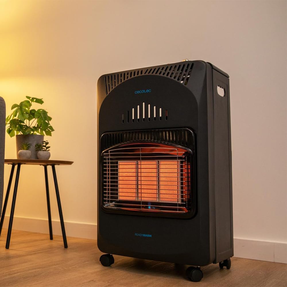 Cecotec Ready Warm 4200 Slim Fold Butane Gas Heater 4200W, 3 Power Levels, Triple Safety System, Gas Cylinders up to 15 kg, 4 Wheels