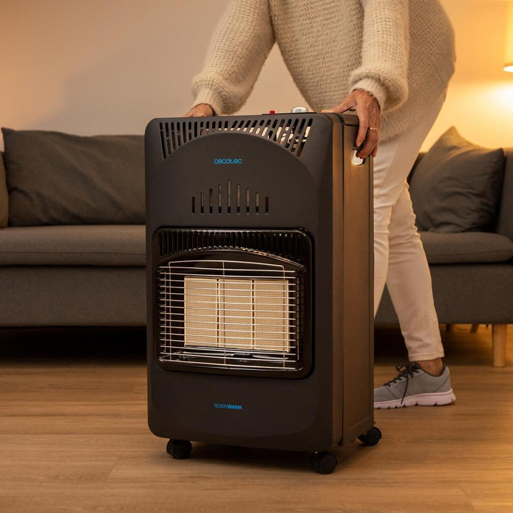 Cecotec Ready Warm 4200 Slim Fold Butane Gas Heater 4200W, 3 Power Levels, Triple Safety System, Gas Cylinders up to 15 kg, 4 Wheels