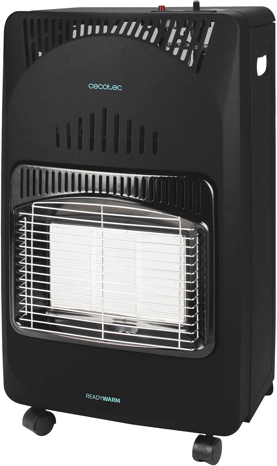 Cecotec Ready Warm 4200 Slim Fold Butane Gas Heater 4200W, 3 Power Levels, Triple Safety System, Gas Cylinders up to 15 kg, 4 Wheels